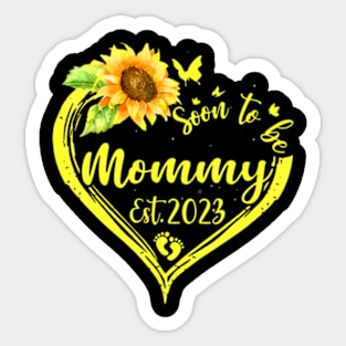 Womens Soon To Be Mommy Est 2023 Sunflower Sticker